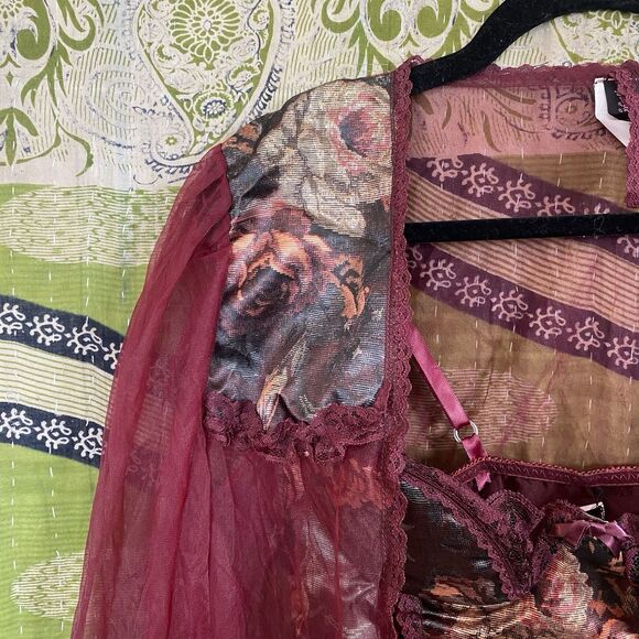 90s Frederick's of Hollywod Fairy Tapestry Corset/ Chiffon Shawl Set Size Small - Picture 2 of 16